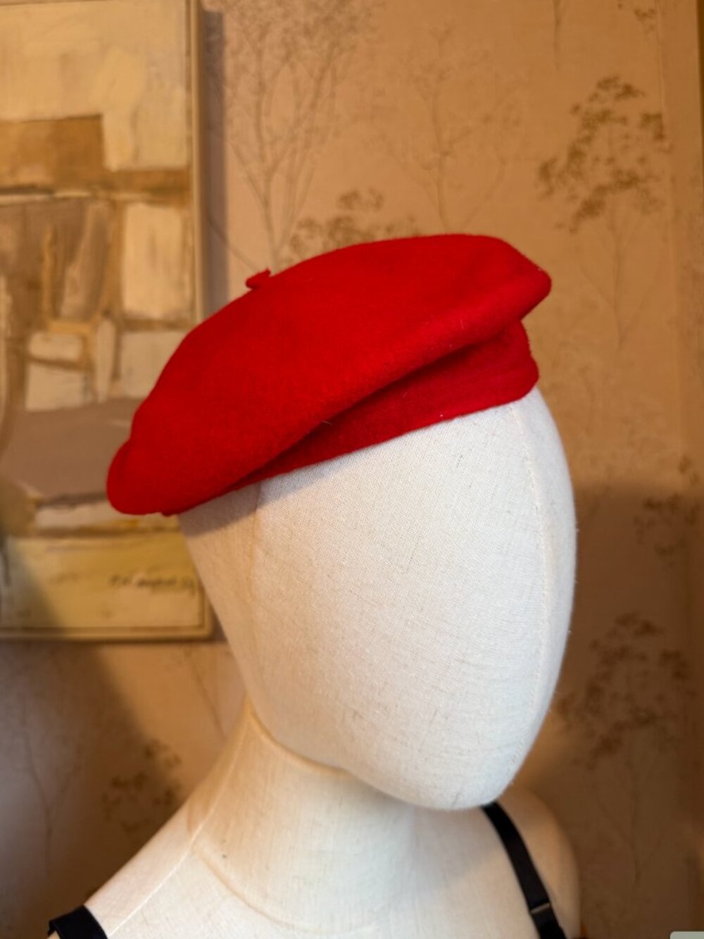 Vintage Genuine French Basque Beret Hat - Red 100% Wool Made in France